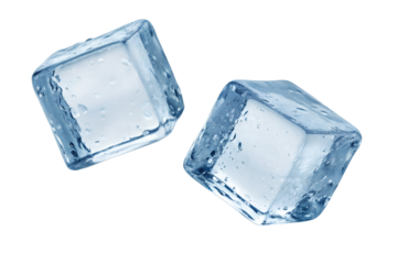 flying ice cubes isolated on transparent background
