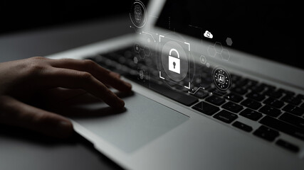 AI cyber security system using biometric authentication and privacy control. Cyber security protects identity, cybersecurity detects threats, cybersecurity ensures safety, and secures data. Latch