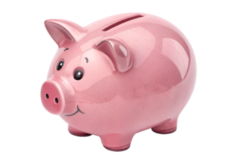 Pink piggy bank isolated on transparent background