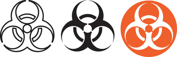 Biohazard symbol icon set isolated on transparent background vector illustration