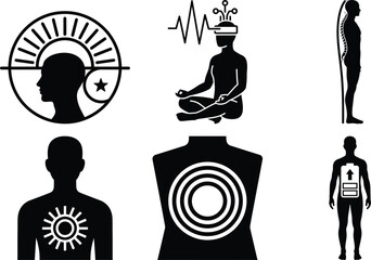 Biohacking Future-Ready Human & Cognitive Expansion Icons Bundle � Energy Flow, Management, Exoskeleton Concept, Habit Stacking