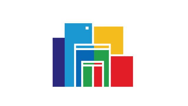 Colorful abstract building blocks logo design