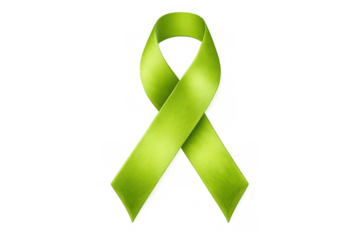 Lime green awareness ribbon symbolizing mental health, lymphoma, lyme disease, muscular dystrophy support on transparent background