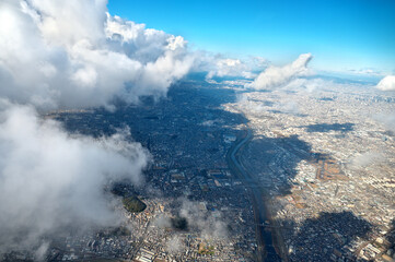 大阪上空から見た大阪市内