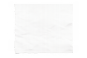 Crumpled white square paper ripping effect with texture isolated on transparent background, blank scrap page material