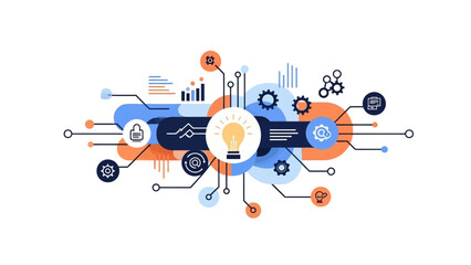 Obraz premium Abstract Technology Concept with Lightbulb and Gears