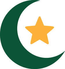 Islamic Crescent Moon and Star Vector Icon for Ramadan and Eid Celebrations