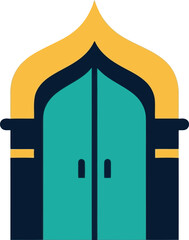Modern Islamic Mosque Door Vector Icon for Ramadan and Eid Mubarak Designs