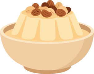 Ramadan Islamic Dessert Vector Clipart with Traditional Sweet Pudding in Bowl