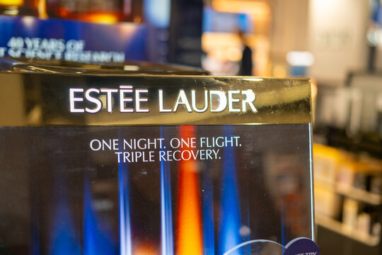 Estee Lauder luxury store in Milan, European glamour boutique, High-end Skincare brand, global fashion capital, beauty product advertisement, Milan, Italy - May 21, 2025