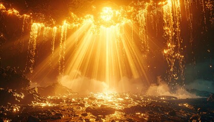 降り注ぐ黄金の光に満ちた神秘空間3