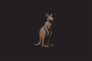 Stylized kangaroo illustration in modern flat vector style on dark background. Ideal for logo, mascot, branding, gaming team, apparel, and creative visual identity. Vector illustration.