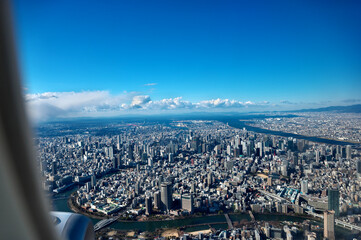 大阪上空から見た大阪市内