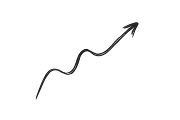 Hand-drawn wavy upward arrow indicating growth, progress, and development on a transparent background
