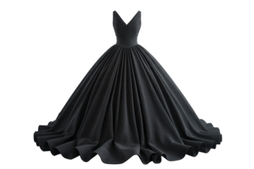 Elegant black ball gown with V-neck bodice