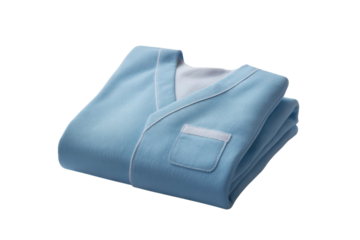 Folded light blue medical scrub shirt
