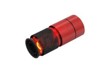 Futuristic red and black cylinder object