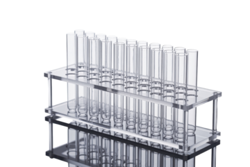Glass test tubes in a rack