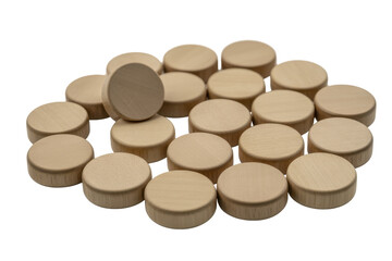 Group of light brown wooden discs