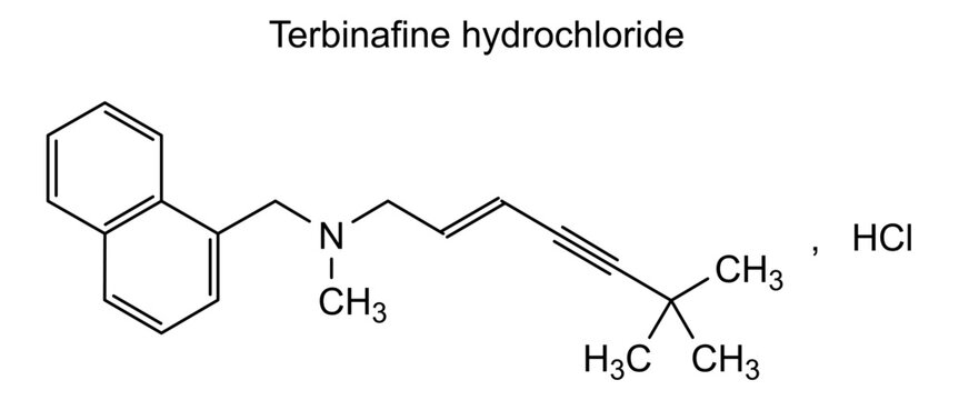 Terbinafine hydrochloride, chemical structure of terbinafine hydrochloride, drug substance