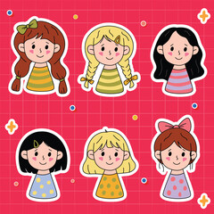 Cute Girl Character Face Sticker