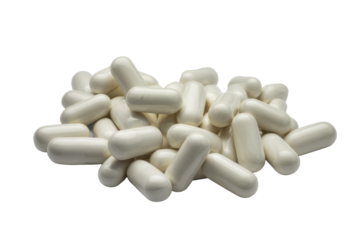 Pile of White Medicine Capsules