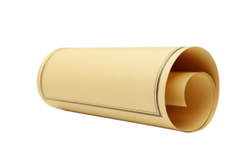 Rolled antique parchment scroll with frame