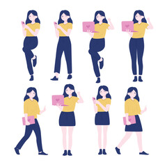 Woman Working With Laptop Illustration