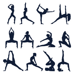 Yoga Pose Silhouette Illustration Set