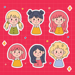 Cute Girl Character Face Sticker