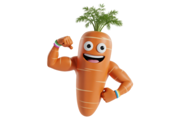 Strong Carrot Character Flexing Muscles