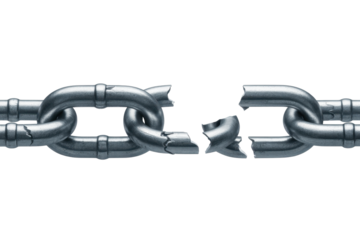 Broken silver chain, symbol of freedom