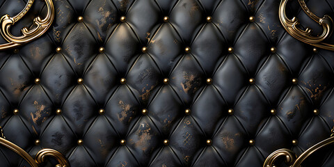 Fototapeta premium Elegant Quilted Black Leather with Gold Accents