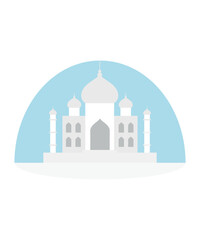 Fototapeta premium Flat vector illustration of the Taj Mahal monument in a minimal and clean style. Suitable for travel concepts, tourism design, cultural projects, educational materials, icons, posters,