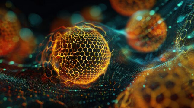 Abstract glowing molecular structure science background