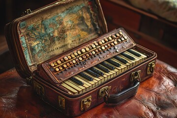Old suitcase style piano high resolution picture