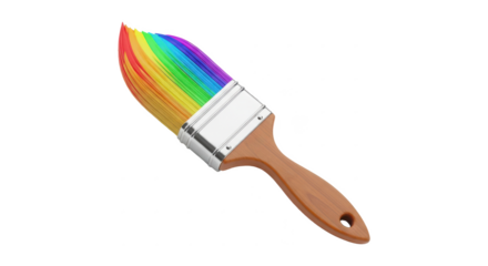 Paintbrush with Rainbow Colored Bristles Creative Concept