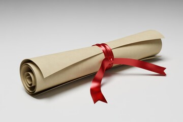 Rolled Diploma Tied with Red Ribbon