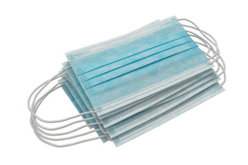 Stack of blue surgical face masks