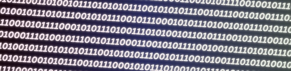 binary code rows on digital screen, digital binary stream visualization abstract background 