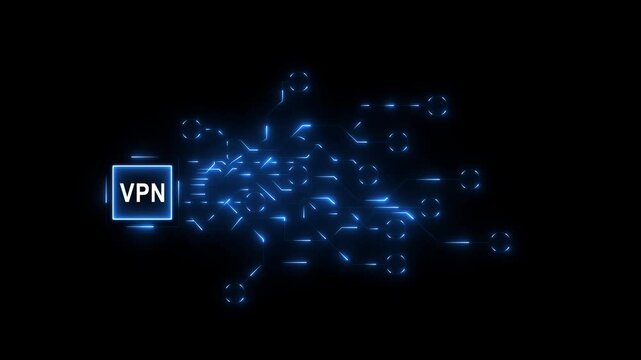 Artificial intelligence vpn and machine learning concept. Abstract technology background in blue color 4k video...