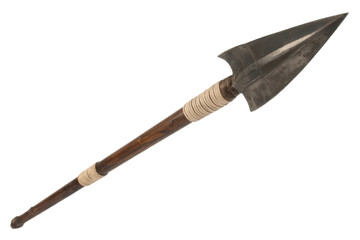 Ancient spear with metal tip and wood shaft