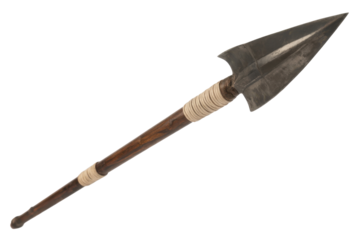 Ancient spear with metal tip and wood shaft
