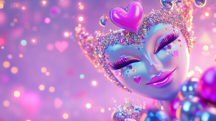 carnival mask banner with space for text