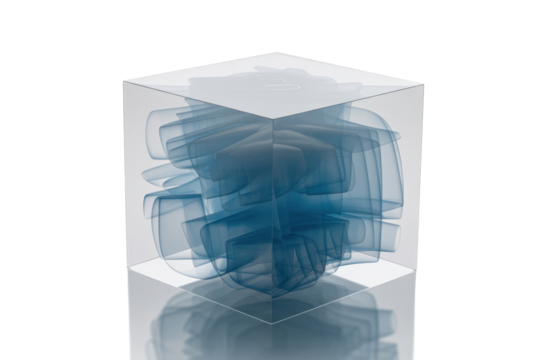 Abstract cubic waves inside cube - Powered by Adobe