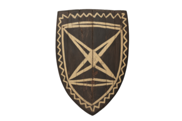 Antique tribal shield with painted pattern