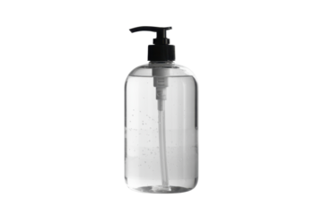 Clear hand sanitizer bottle with pump