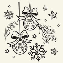 set of christmas elements