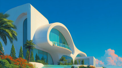 dise&ntilde;o de casa minimalista surrealista moderna y futurista de color blanco de dise&ntilde;o sobrio encantadora hogar innovador dise&ntilde;o de fantasia 