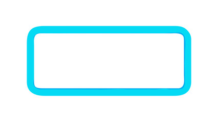 A clean and modern rectangular frame with softly rounded corners, highlighted by a vibrant cyan blue outline on a crisp white background, suitable for contemporary graphic design